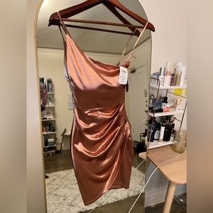 WINDSOR XS Brand New Metallic Rose Gold Mini Dress
